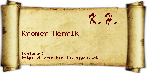 Kromer Henrik névjegykártya